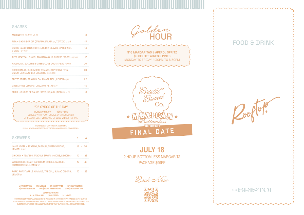 Menu, The Bristol