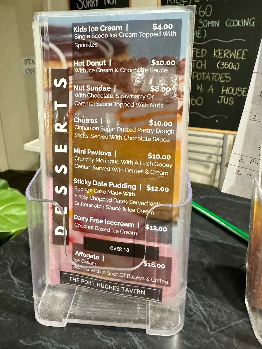 Menu, The Port Hughes Tavern