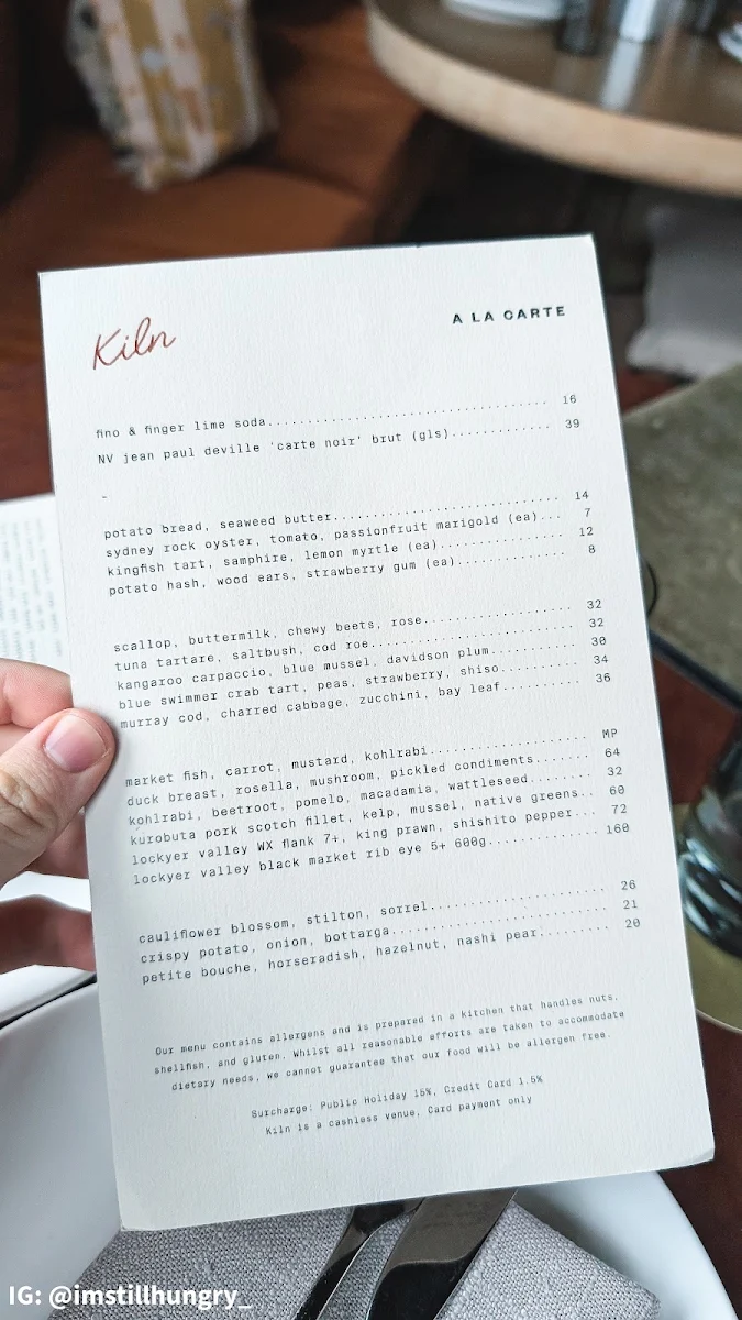 Menu, Kiln