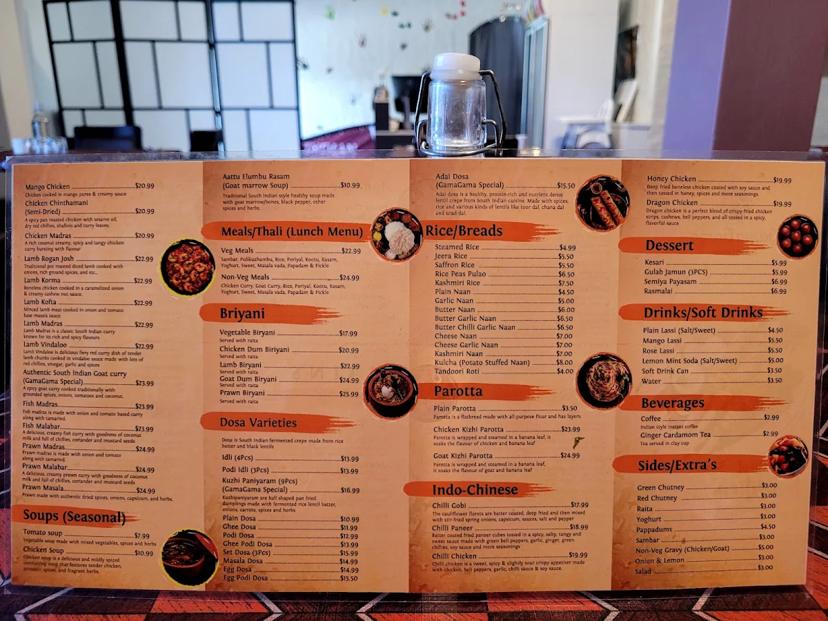 Menu, GamaGama Indian Cuisine - FLAVOURS OF KONGUNADU