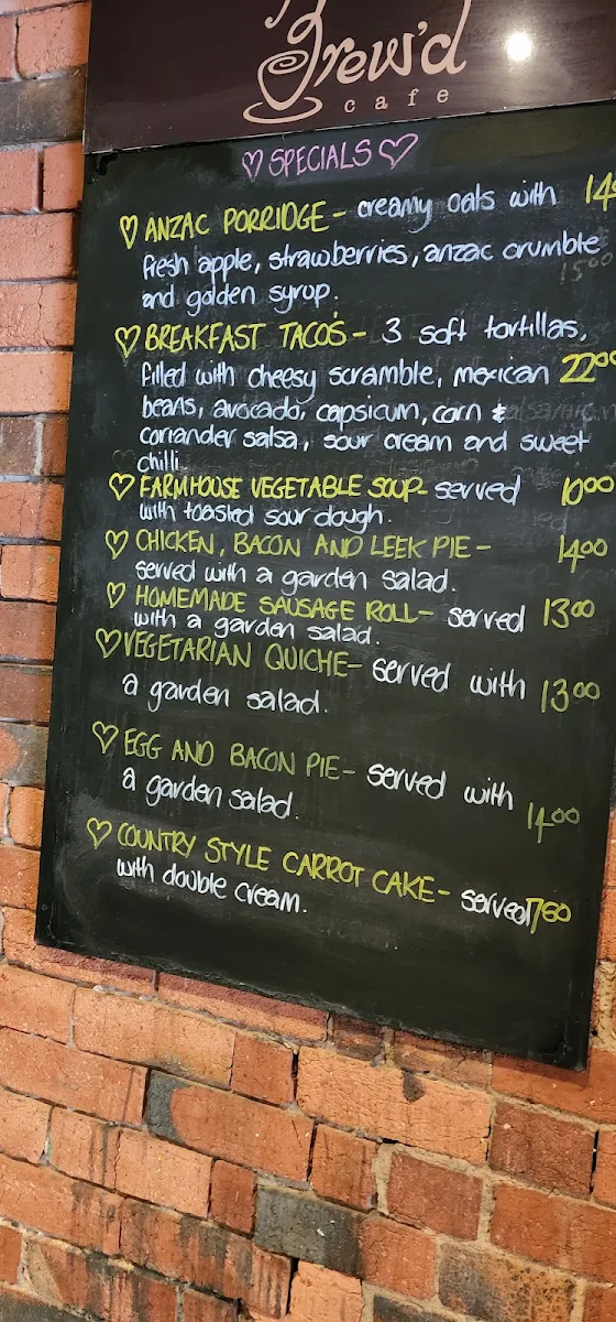 Menu, Cafe Brood