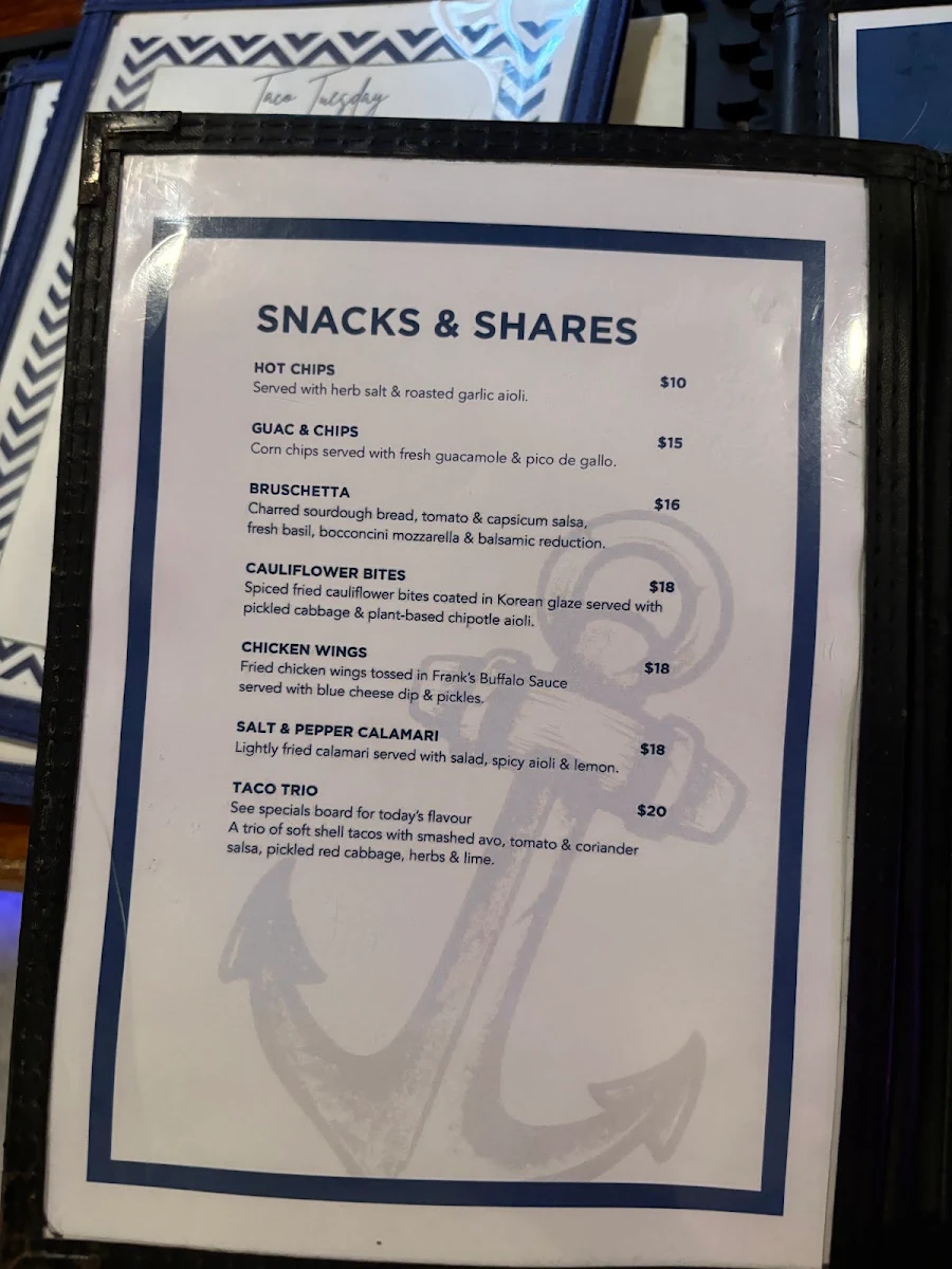 Menu, The Boat House (Boaty's)