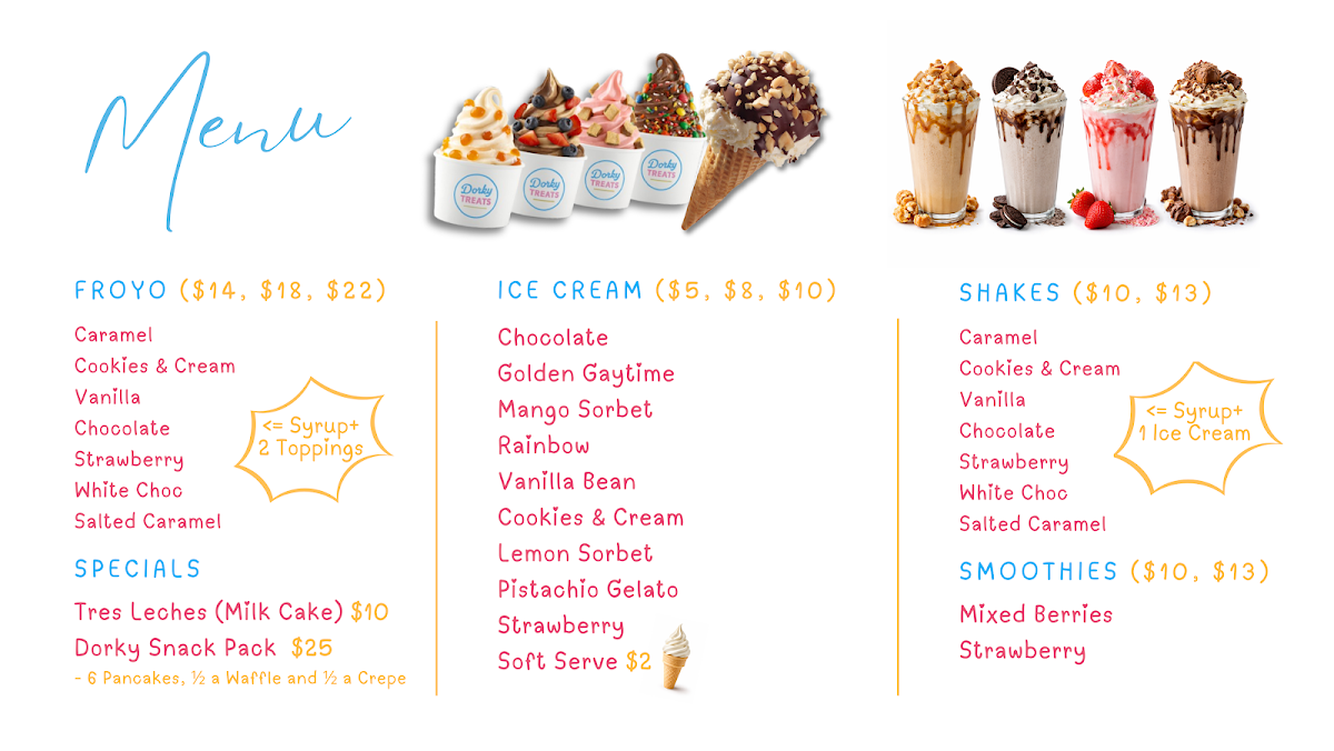 Menu, Dorky Treats