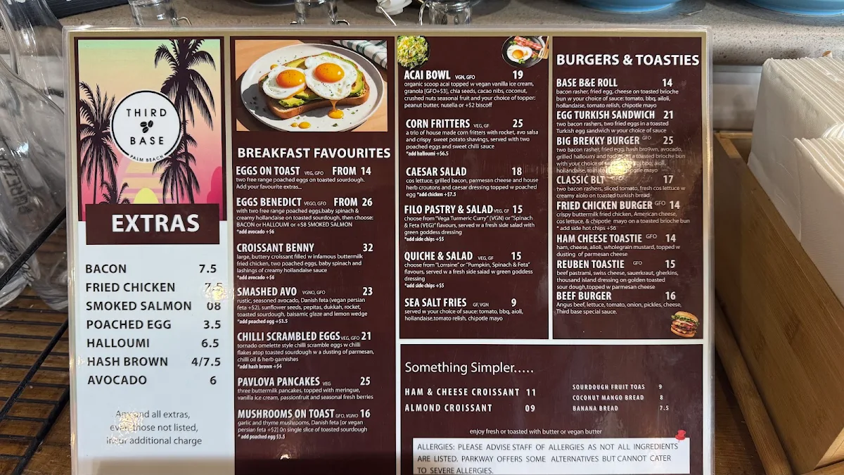 Menu, Third Base Cafe
