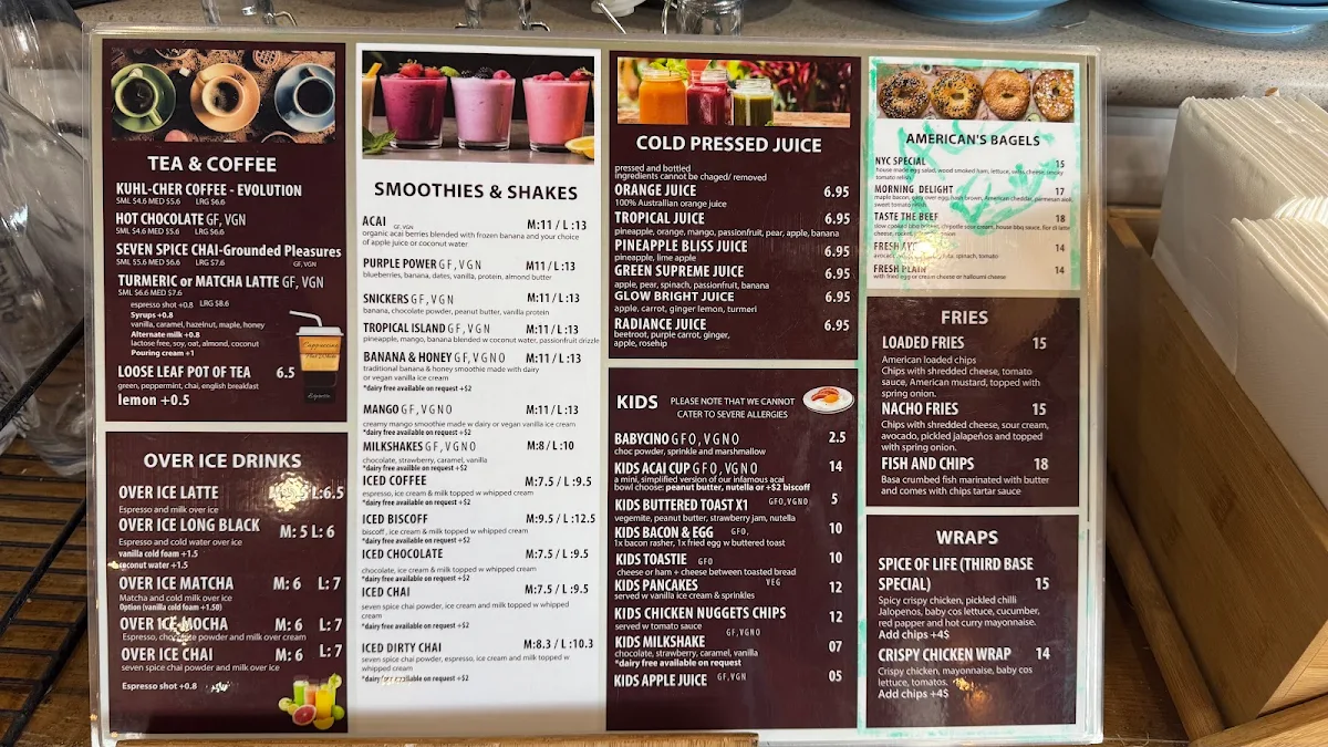 Menu, Third Base Cafe