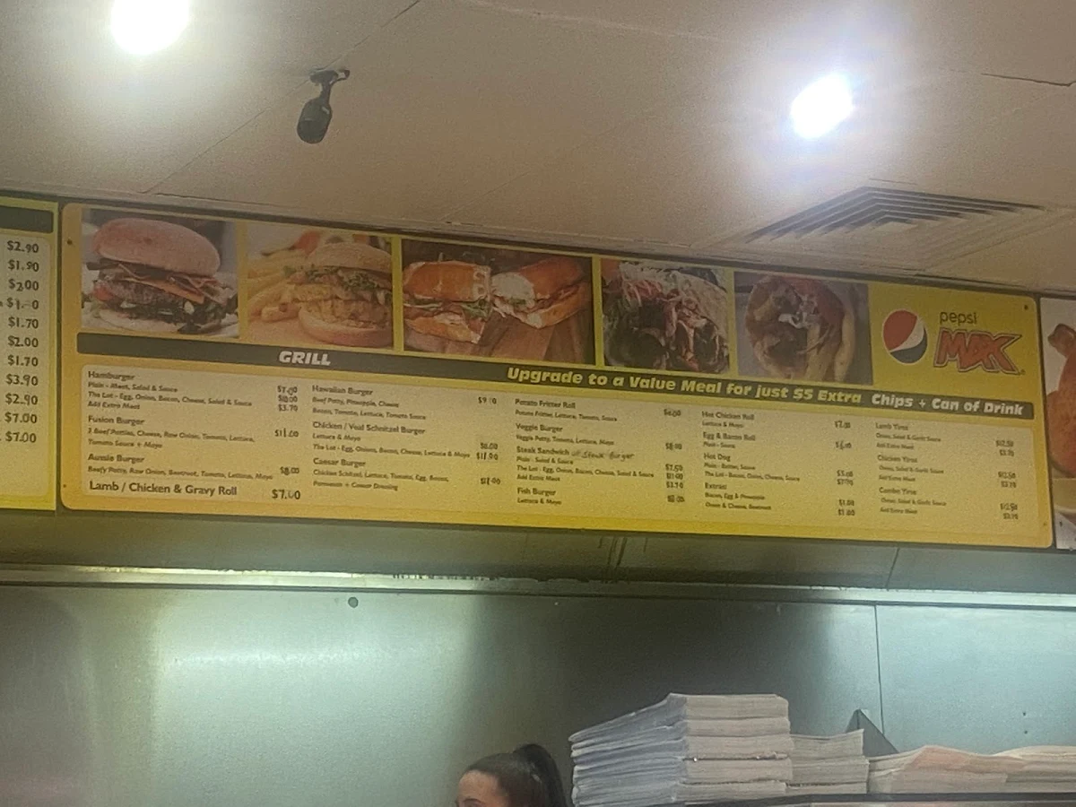 Menu, Surrey’s Chicken & Takeaway