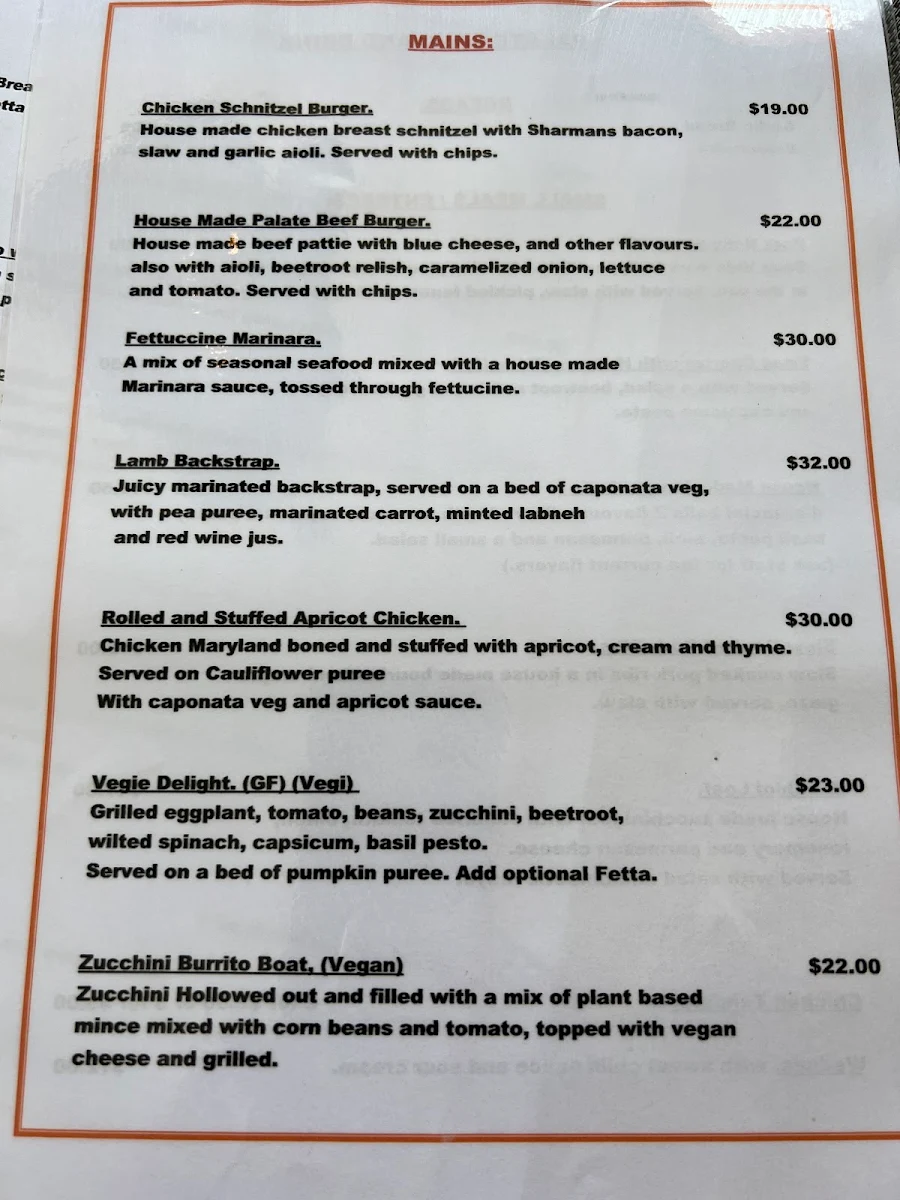 Menu, Palate Food & Drink