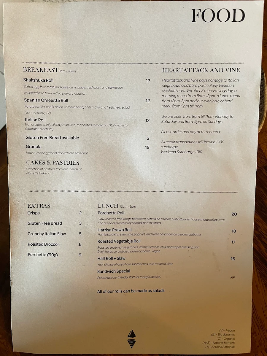 Menu, Heartattack and Vine
