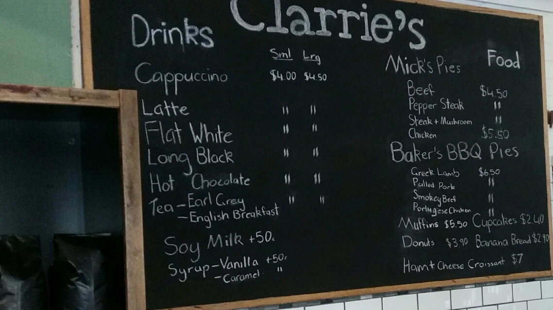 Menu, Clarries