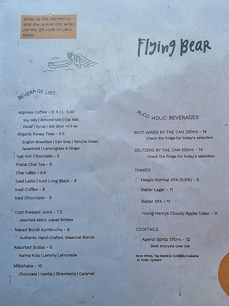 Menu, The Flying Bear