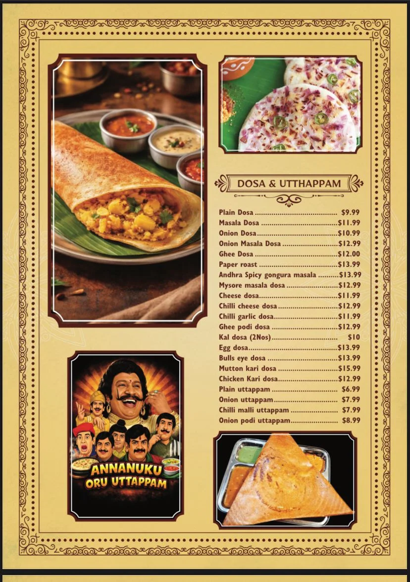 Menu, Aachi’s Chettinad