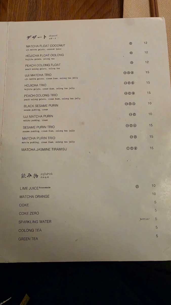 Menu, Senkatsu Japanese Restaurant