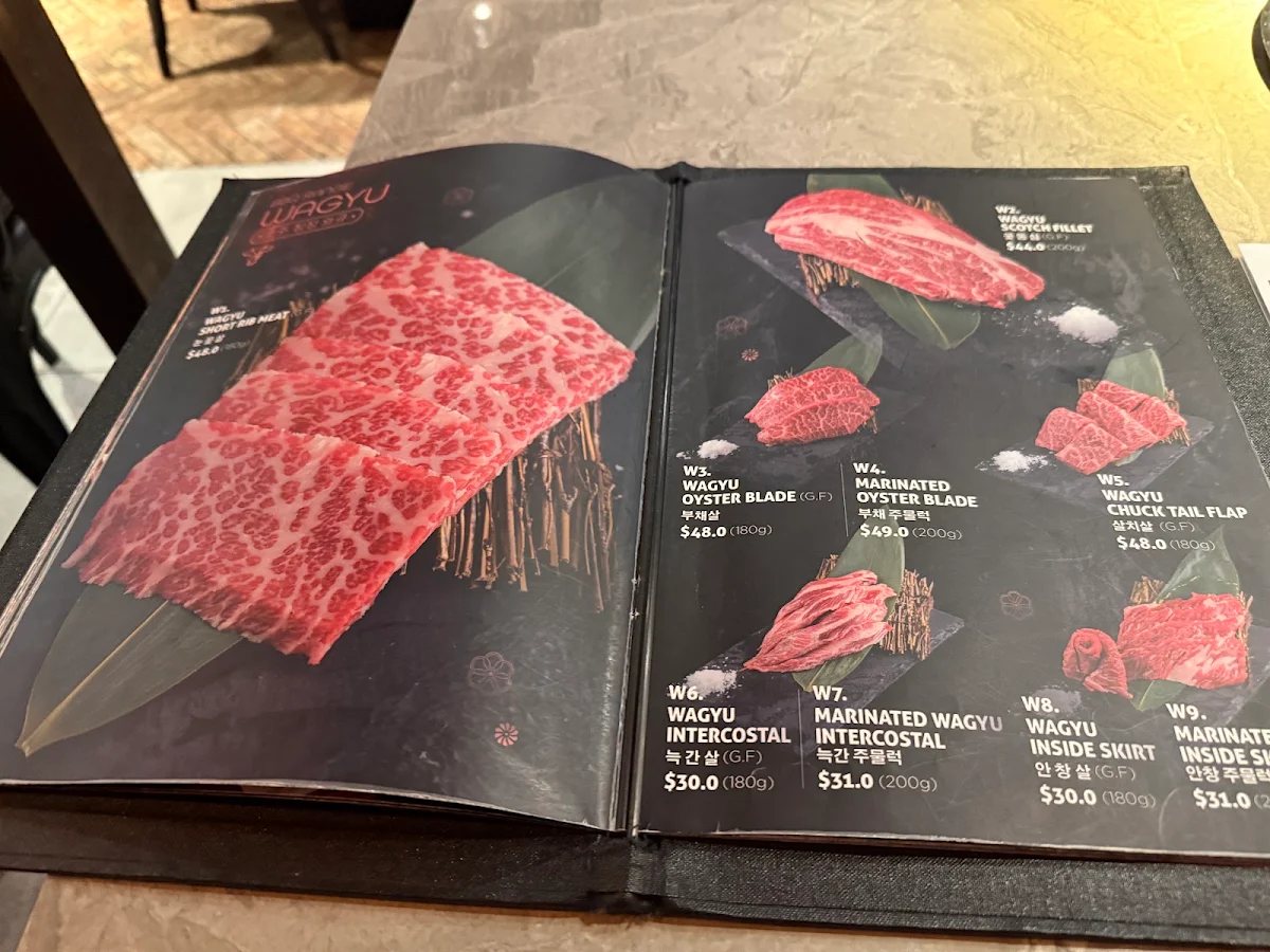 Menu, Hanok Korean BBQ Kotara