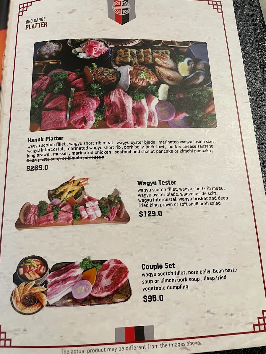 Menu, Hanok Korean BBQ Kotara