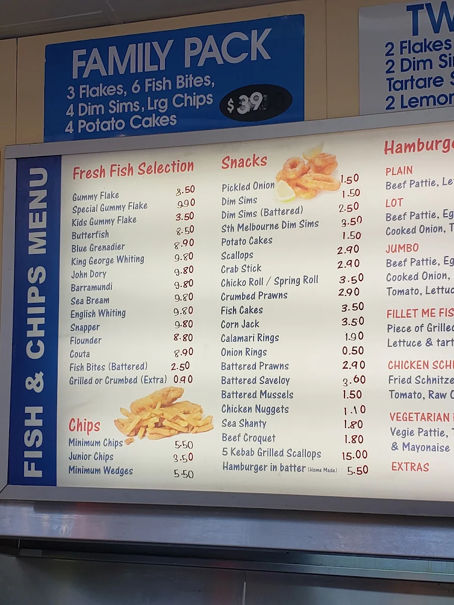 Menu, The Hot Spot Restaurant - Fish & Chips - Takeaway