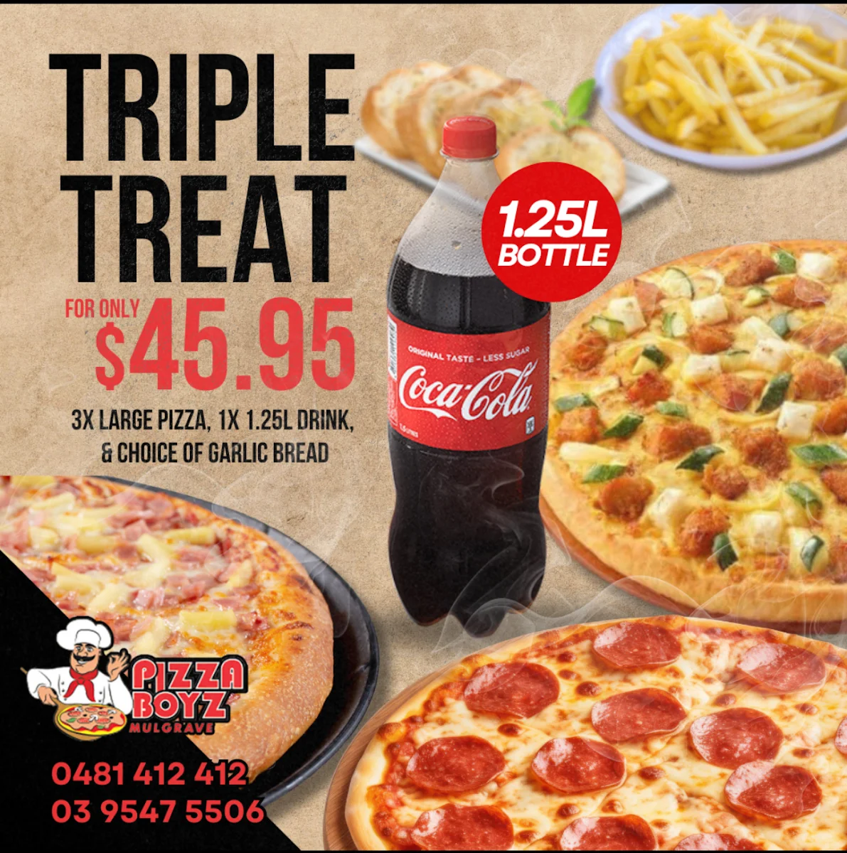 Menu, Pizza Boyz Mulgrave