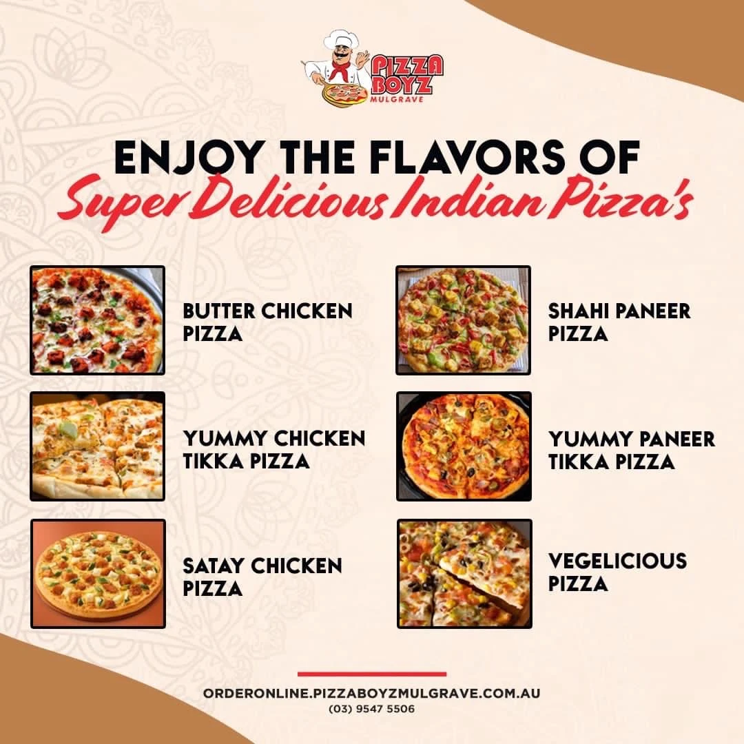 Menu, Pizza Boyz Mulgrave