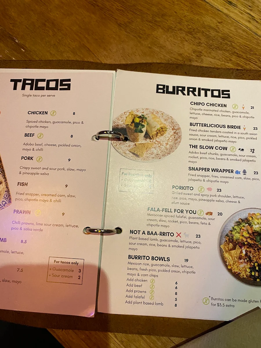 Menu, La Cabra Mexican - Hampton