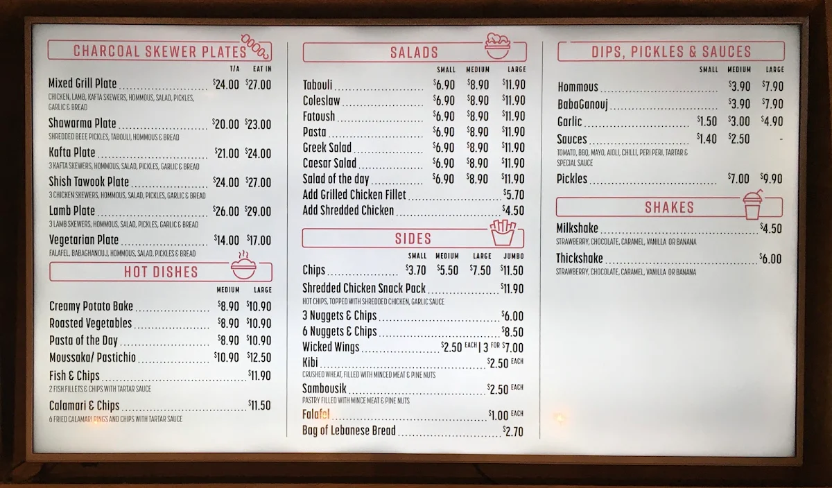 Menu, Sydney & Co