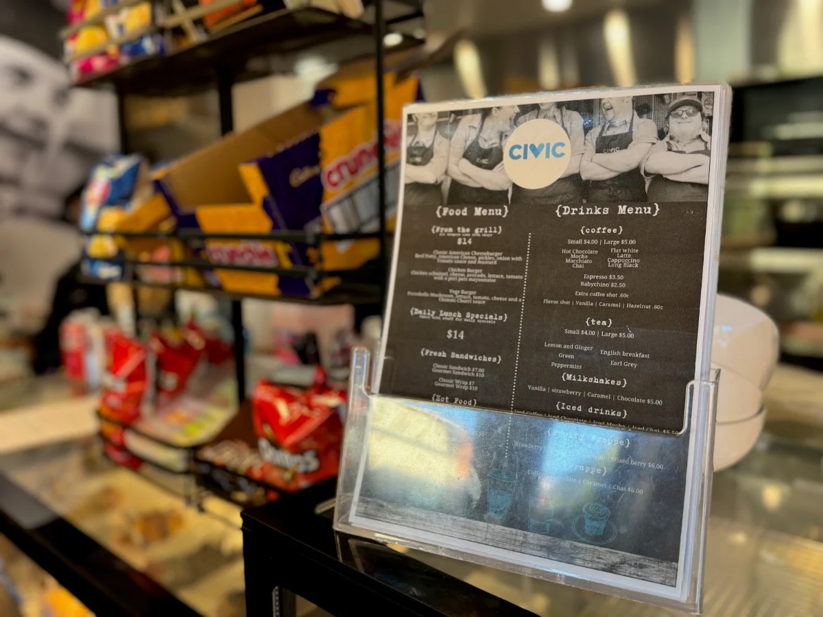 Menu, Civic Cafe and Canteen