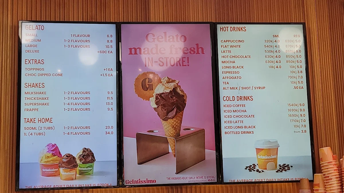 Menu, Gelatissimo Darling Quarter
