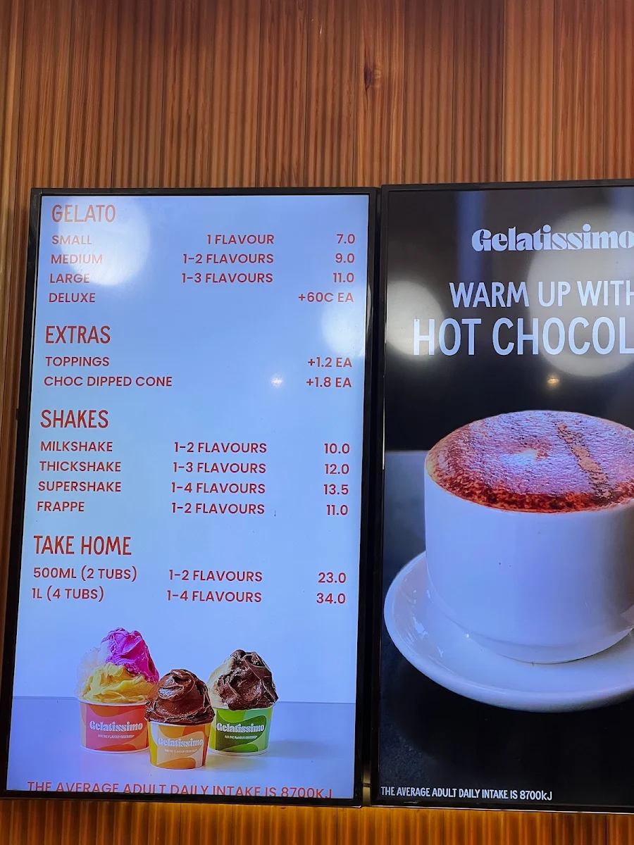 Menu, Gelatissimo Darling Quarter
