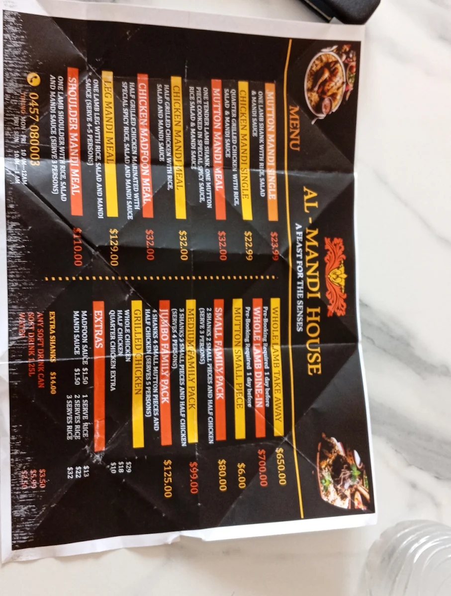 Menu, Pakistani Dhaaba