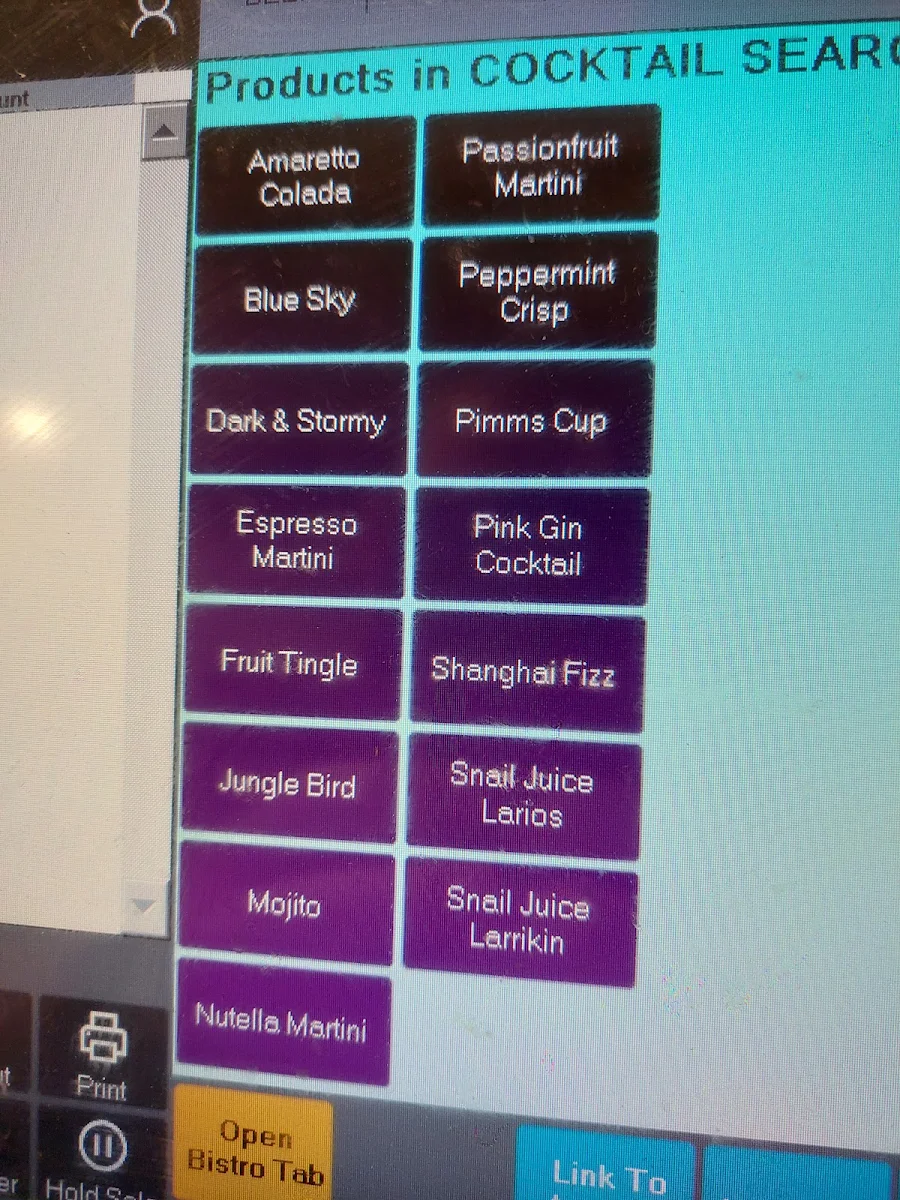 Menu, Golden Point Hotel
