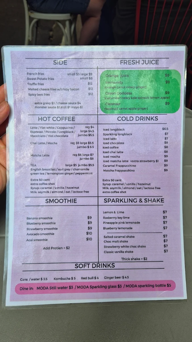 Menu, Melted Monster cafe