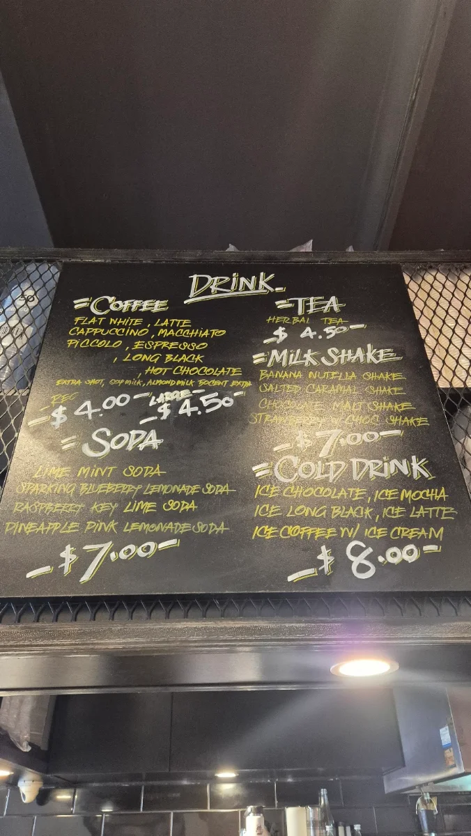 Menu, Melted Monster cafe