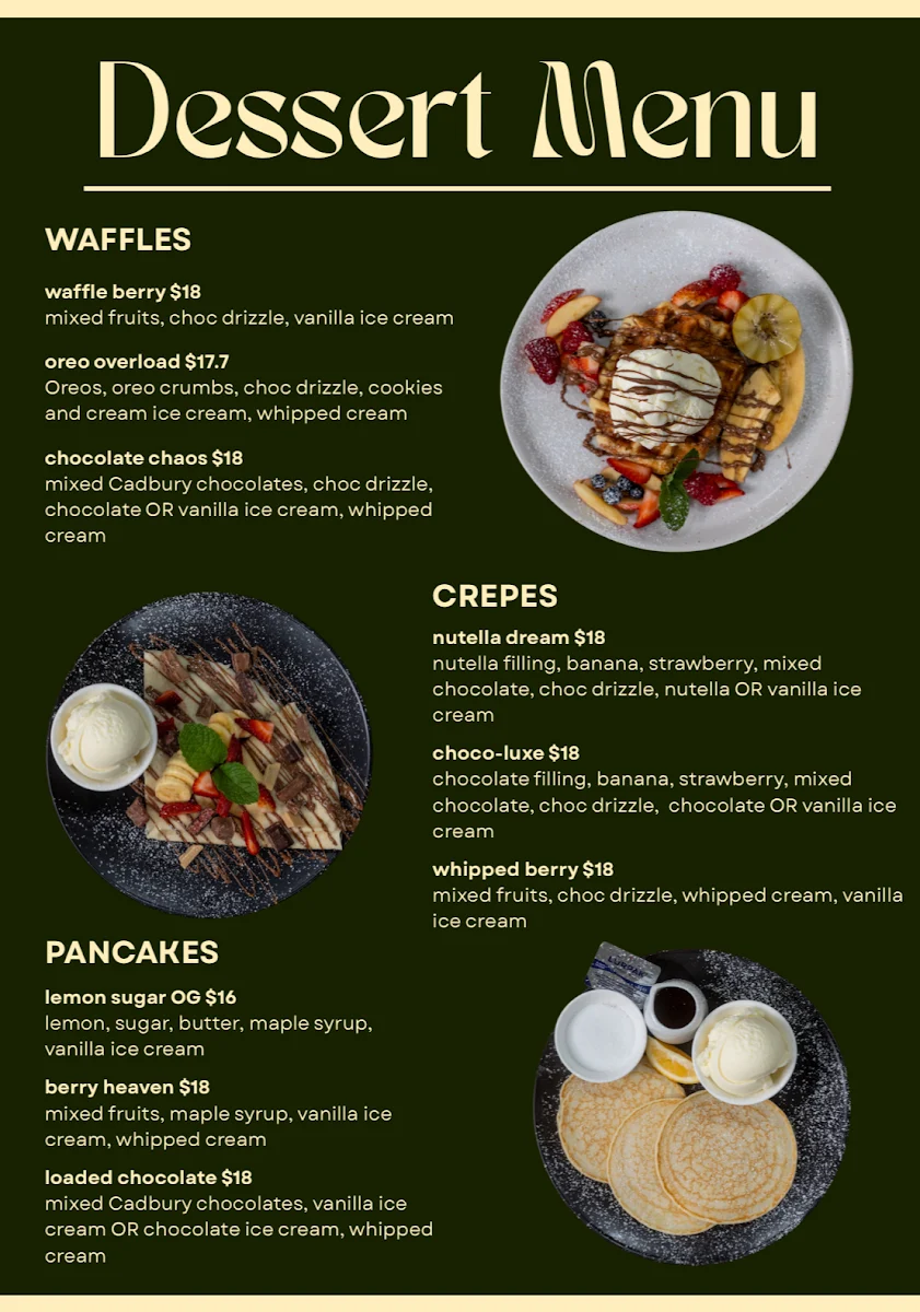 Menu, Aumaè Mount Gambier