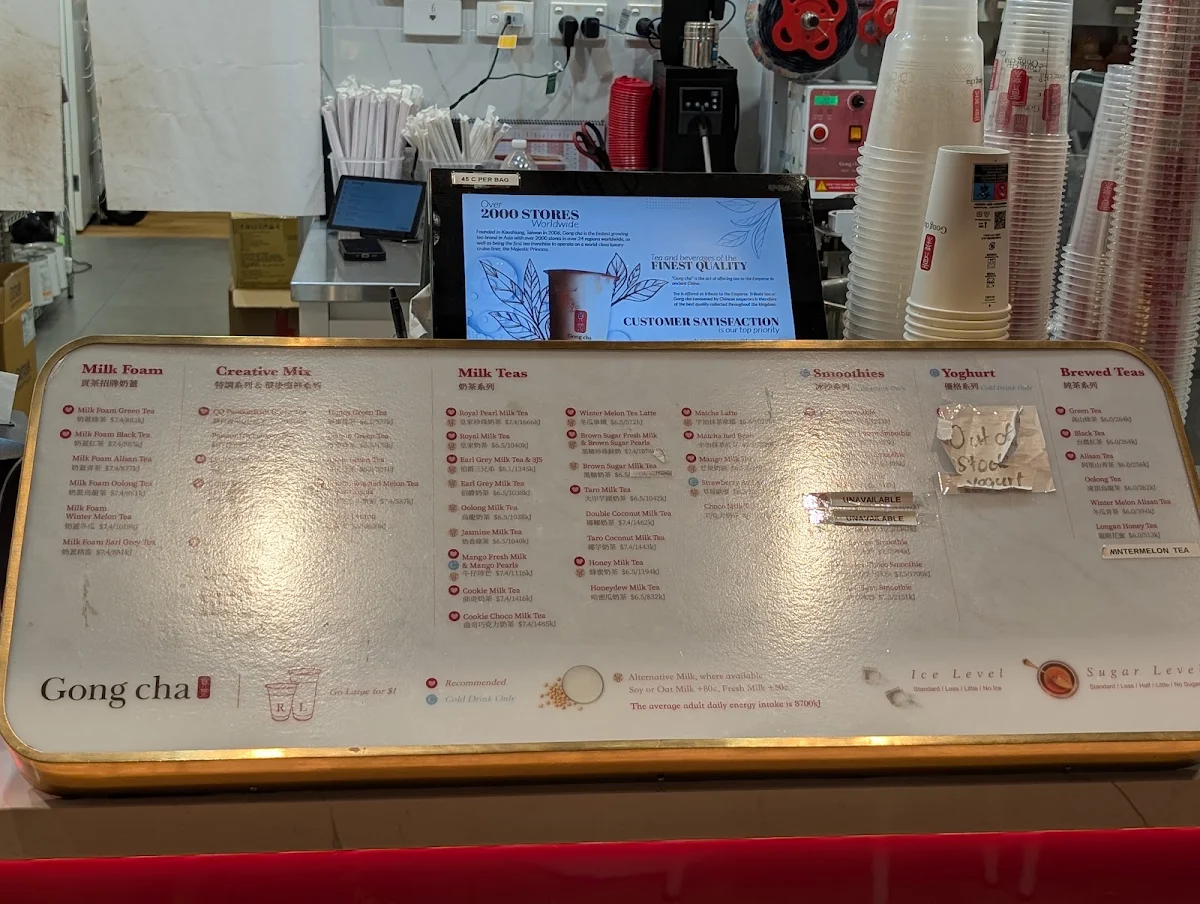 Menu, Gong Cha Underwood