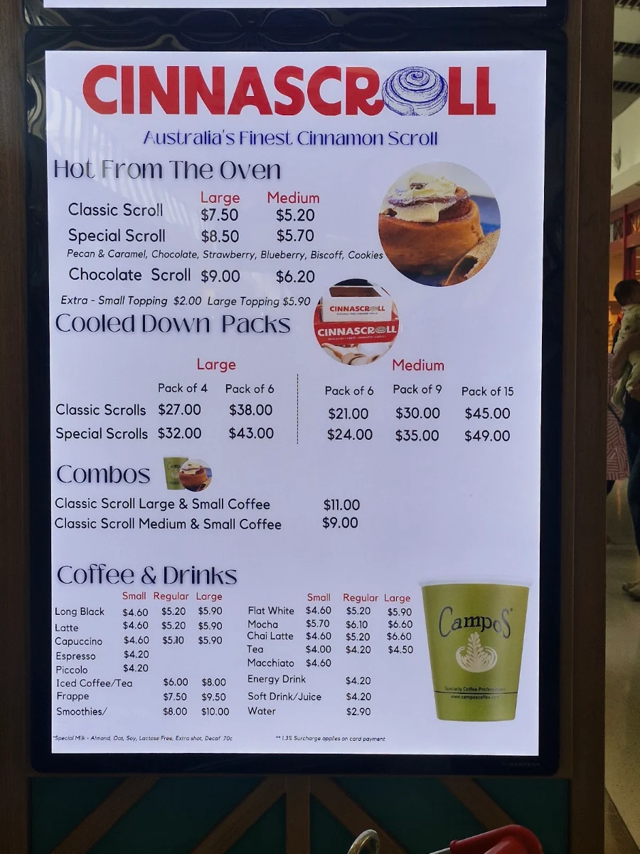 Menu, CINNASCROLL