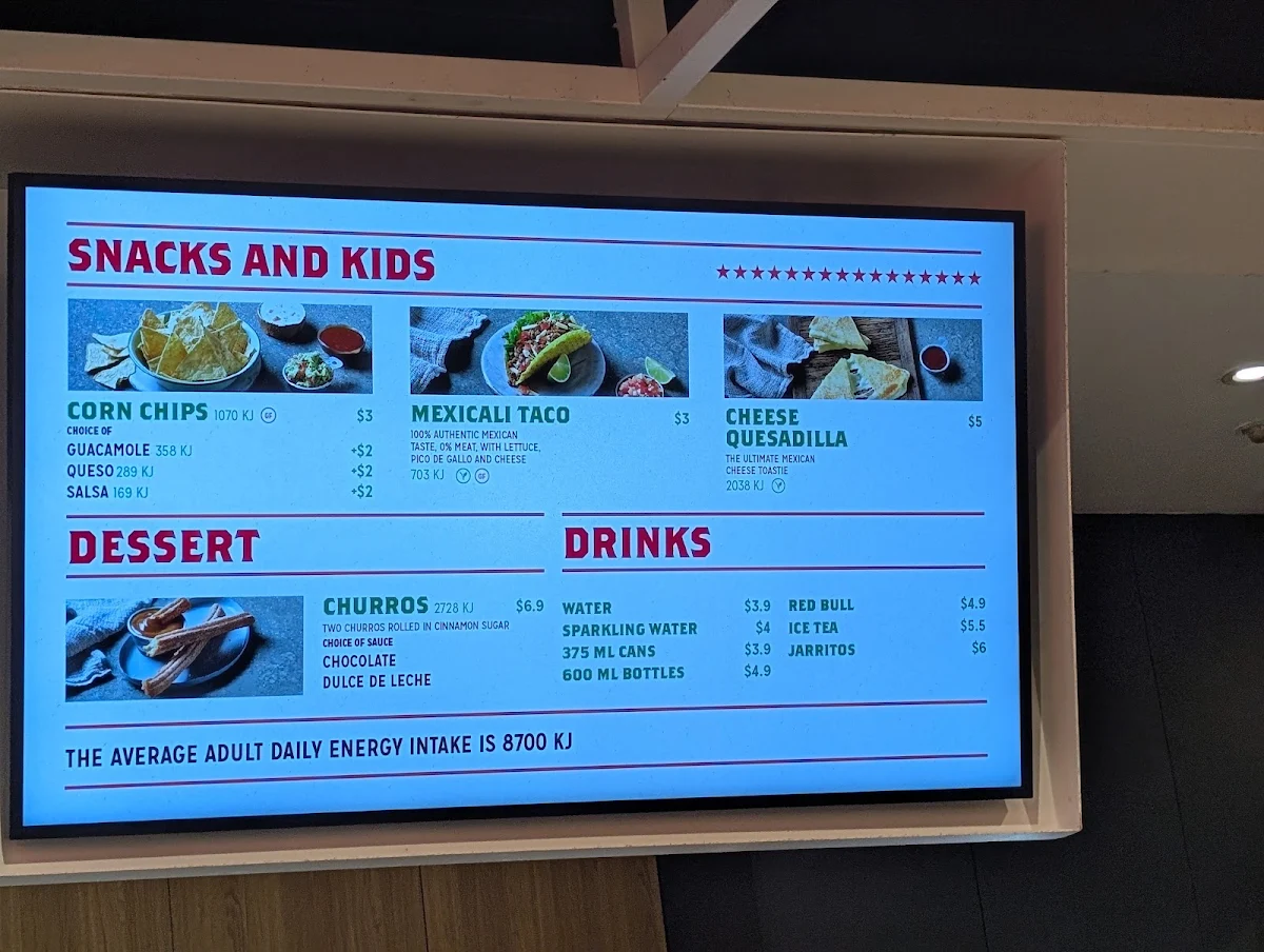 Menu, Mad Mex Highpoint