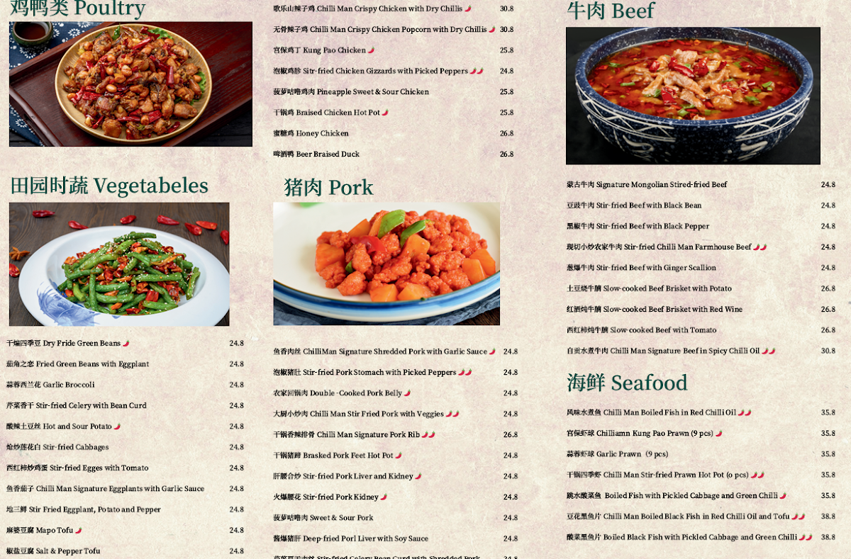 Menu, Chilli Man