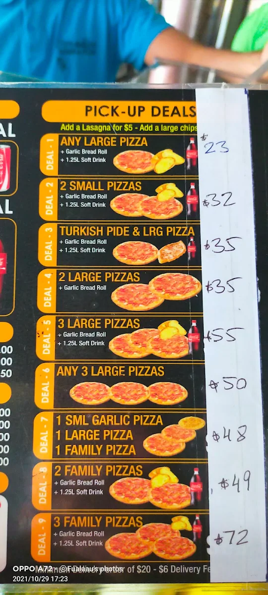 Menu, Paradise Kebab & Pizza