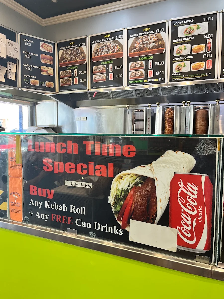 Menu, Paradise Kebab & Pizza