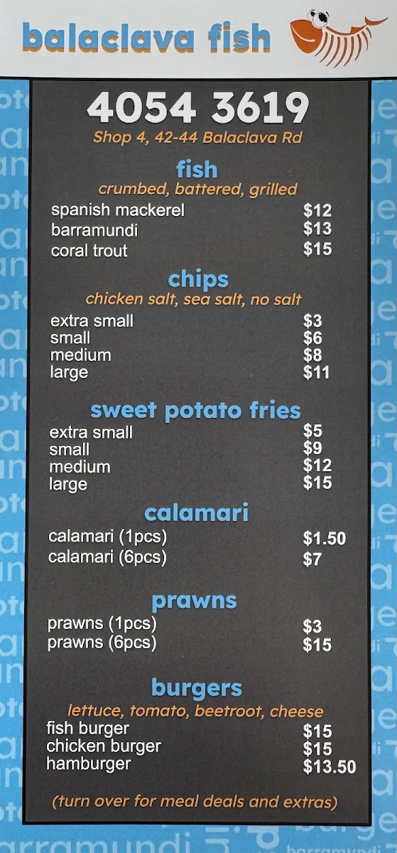 Menu, Balaclava Fish
