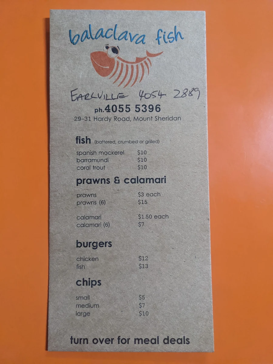 Menu, Balaclava Fish