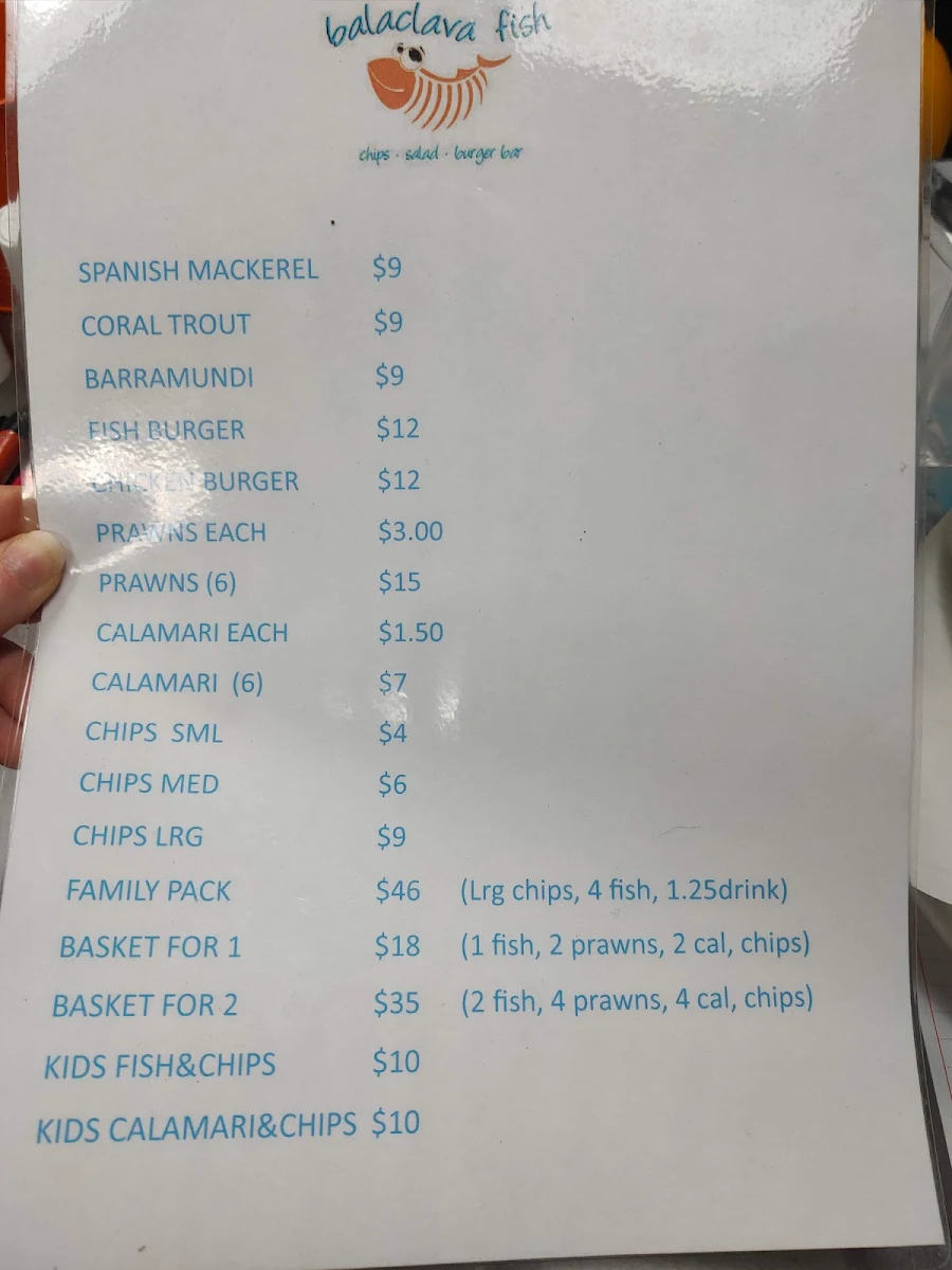 Menu, Balaclava Fish