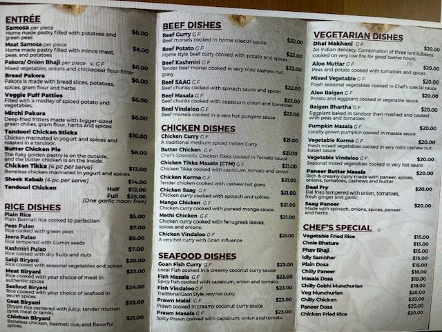 Menu, Delhi 5 Indian Cuisine