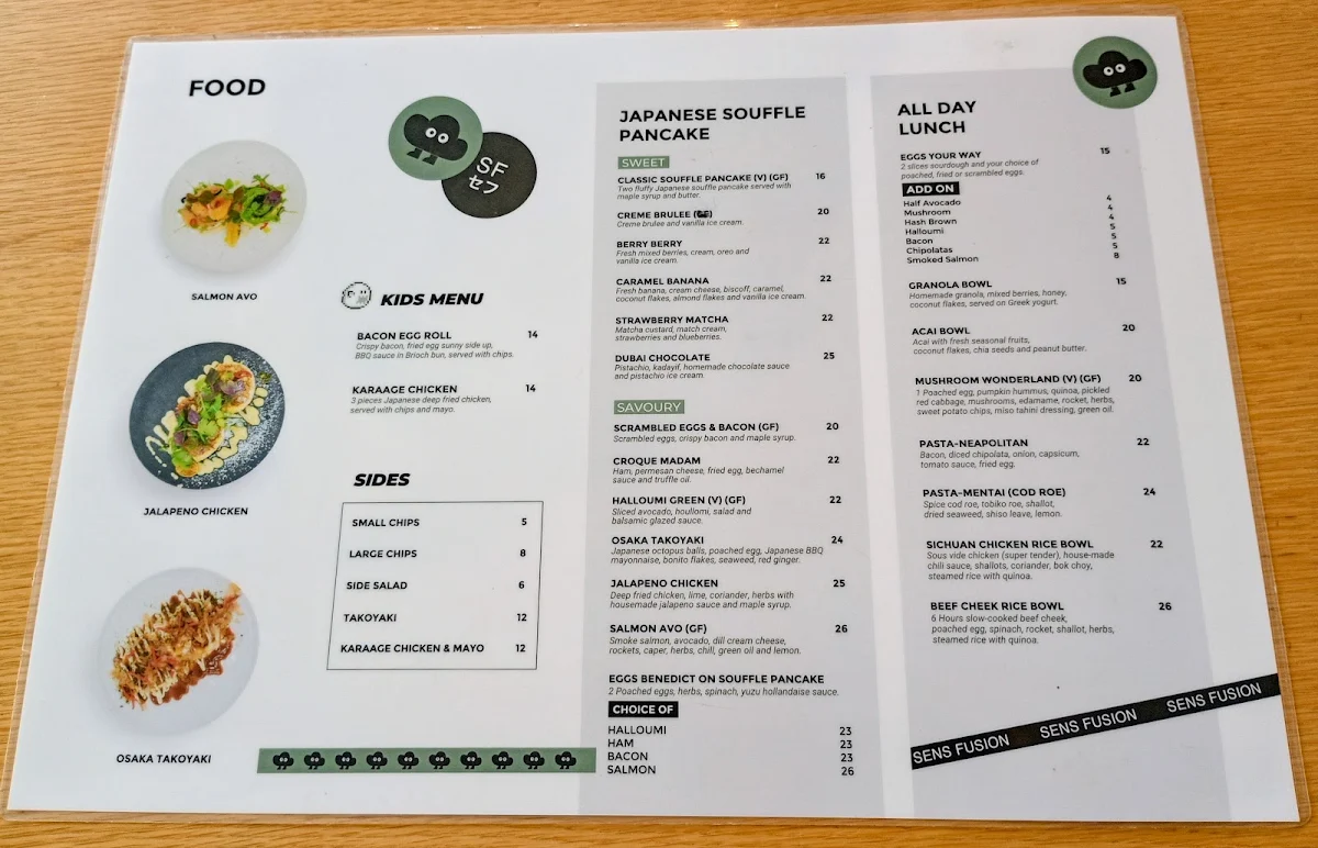 Menu, SENS FUSION