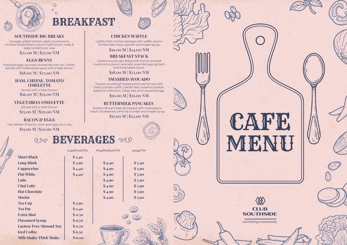 Menu, Club Southside