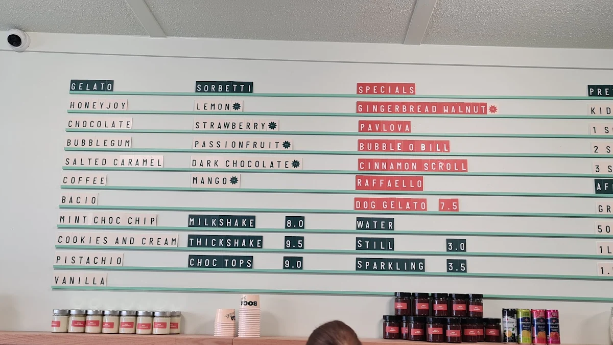 Menu, Boca Gelato