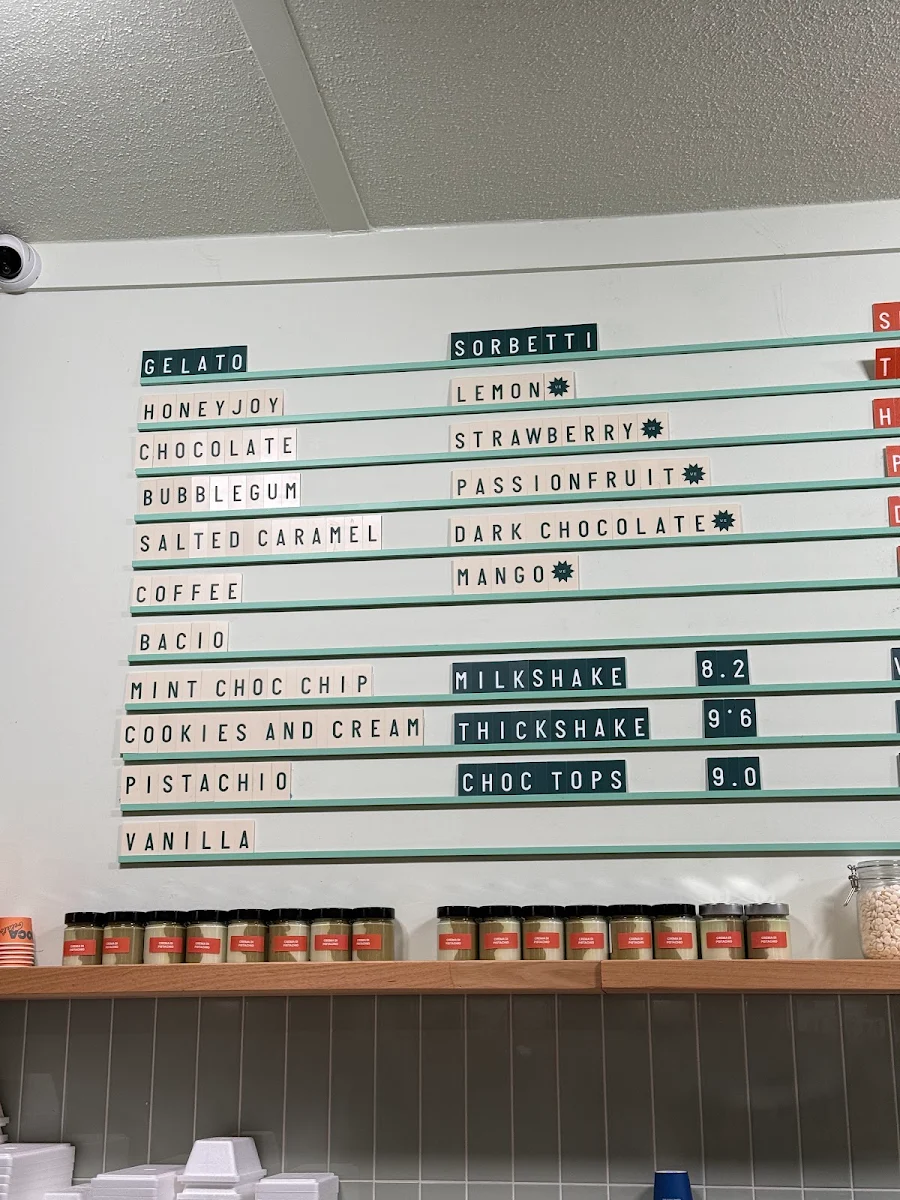 Menu, Boca Gelato