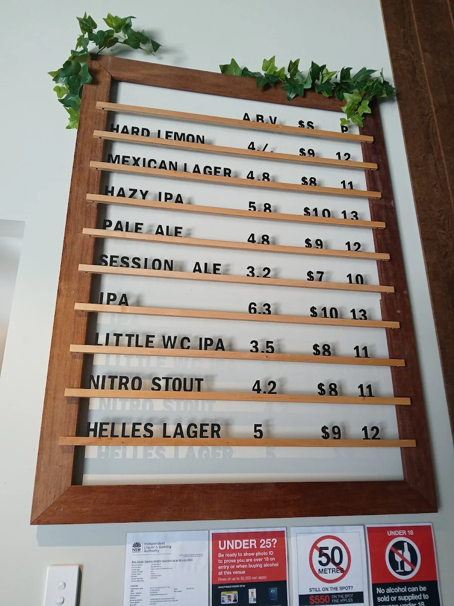 Menu, Big Little Brewing
