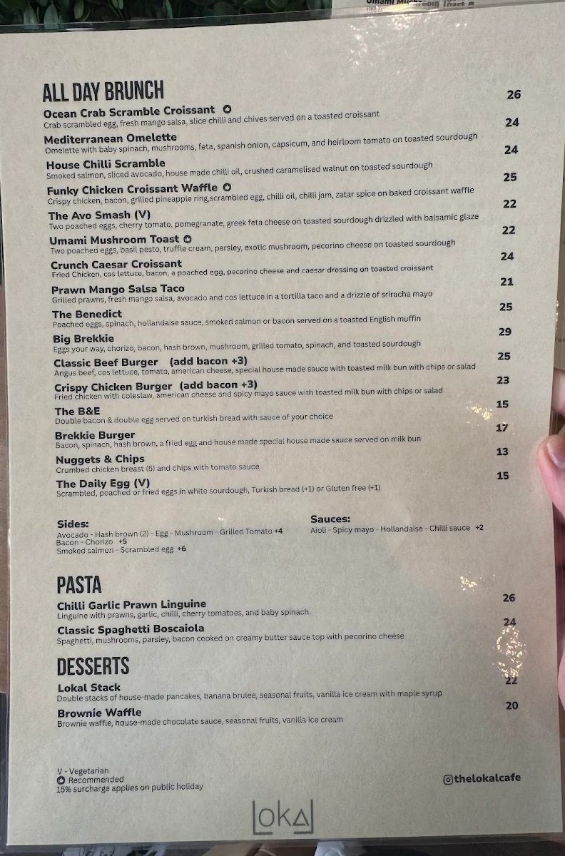 Menu, The LoKal Cafe Wolli Creek