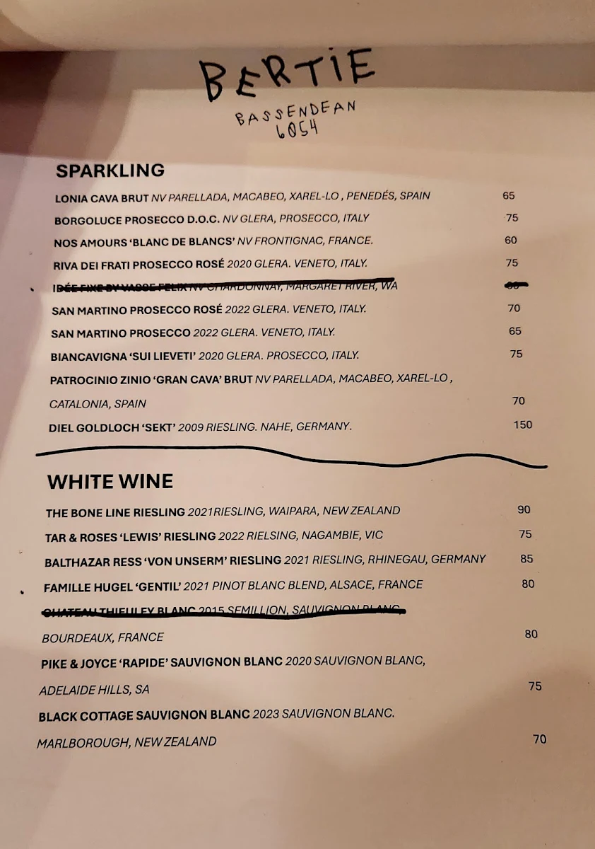 Menu, BERTIE