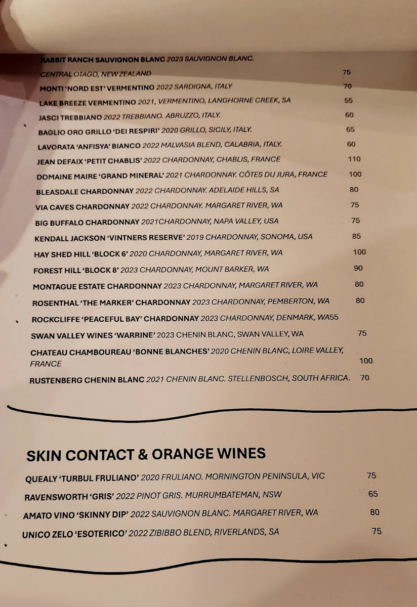 Menu, BERTIE