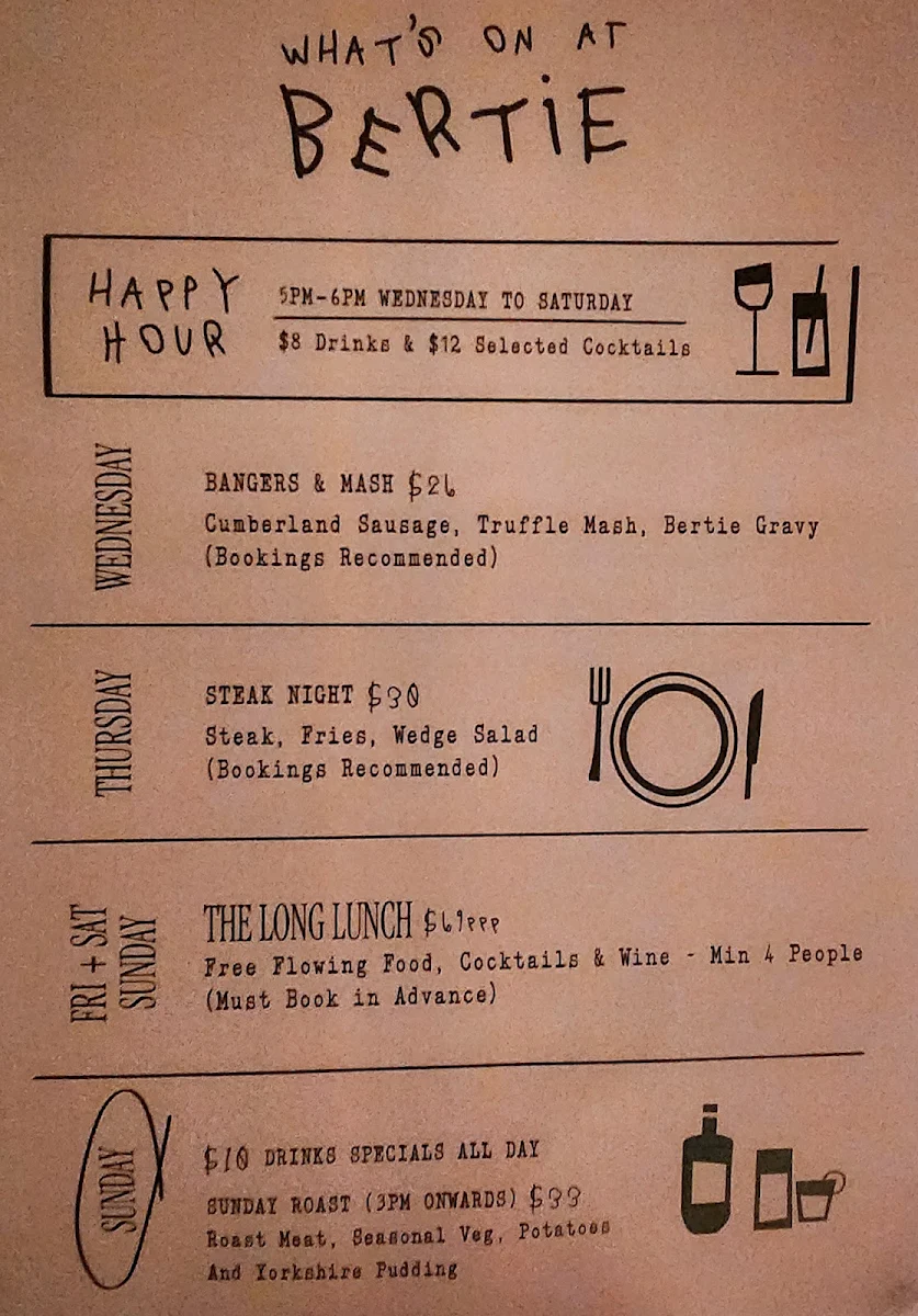Menu, BERTIE